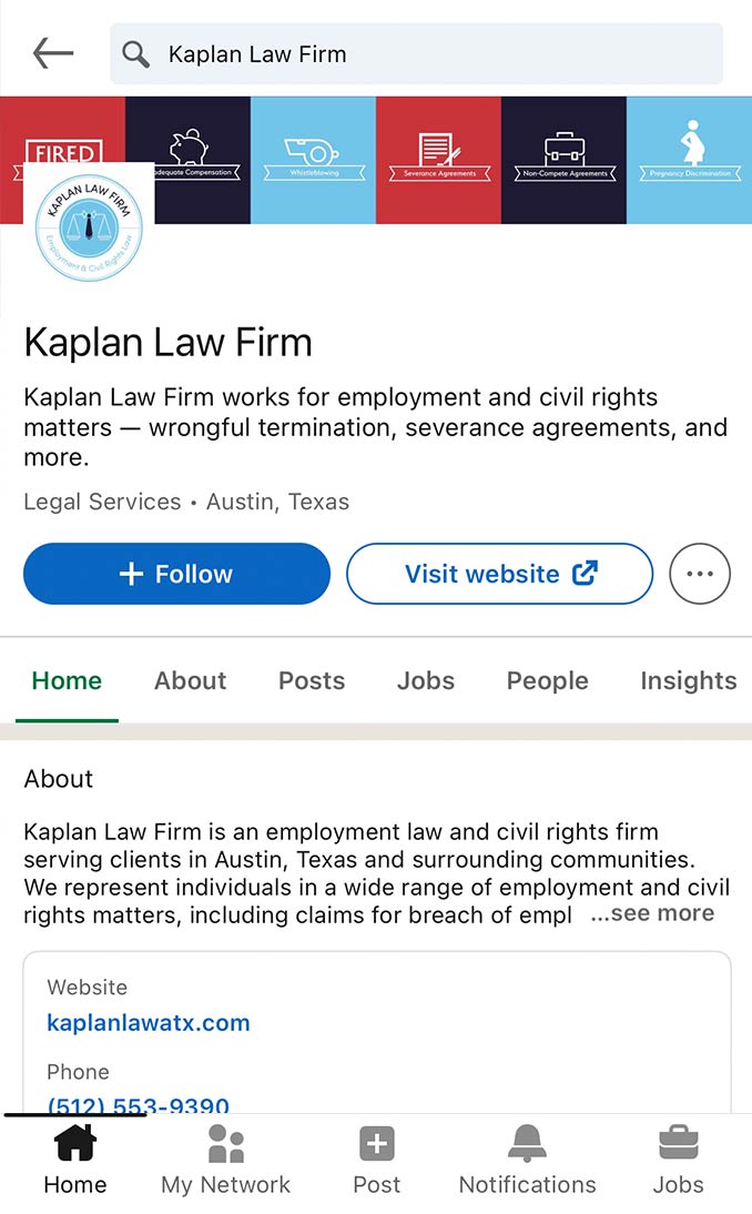Follow the Kaplan Law Firm on LinkedIn